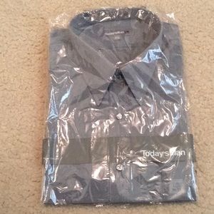 Mens Gray Dress Shirt point Collar 34/35 sleeves